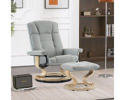 Luxe Relaxfauteuil met Voetenbank - 360° Draaibaar en Verstelbaar - Lichtgrijs – foto 5