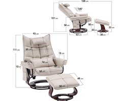 Luxe Relaxfauteuil met Draaifunctie en Voetenbank - Crème Beige – foto 2