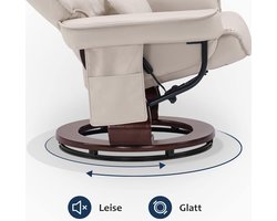 Luxe Relaxfauteuil met Draaifunctie en Voetenbank - Crème Beige – foto 3
