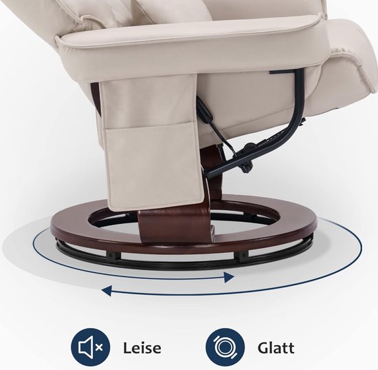 Luxe Relaxfauteuil met Draaifunctie en Voetenbank - Crème Beige – foto 4