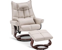 Luxe Relaxfauteuil met Draaifunctie en Voetenbank - Crème Beige – foto 6