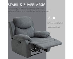 Luxe Relaxfauteuil met Ligfunctie - Grijs Linnen – foto 4