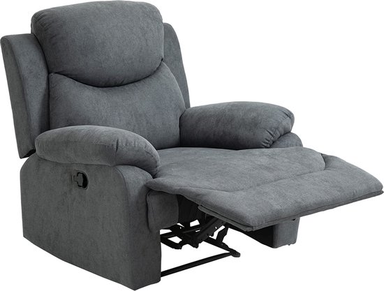 Luxe Relaxfauteuil met Ligfunctie - Grijs Linnen – foto 5