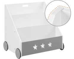 Veelzijdige Opbergkast op Wielen voor Kinderspullen - Grijs & Wit – foto 4