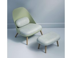 Comfortabele Relaxfauteuil met Voetenbank - Groen en Beukenhout – foto 2