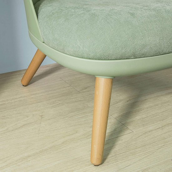 Comfortabele Relaxfauteuil met Voetenbank - Groen en Beukenhout – foto 5