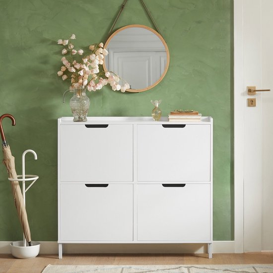 Stijlvolle Schoenenkast met 4 Kleppen - Ruimtebesparend Wit Design – foto 3