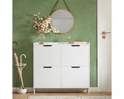 Stijlvolle Schoenenkast met 4 Kleppen - Ruimtebesparend Wit Design – foto 4
