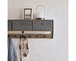 Stijlvolle Wandkapstok met Opbergmanden en Haken - Bruin Grijs – foto 5