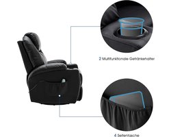Comfortabele Relaxfauteuil met Massage, Verwarming en Draaifunctie - Zwart Kunstleer – foto 1