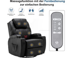 Comfortabele Relaxfauteuil met Massage, Verwarming en Draaifunctie - Zwart Kunstleer – foto 4