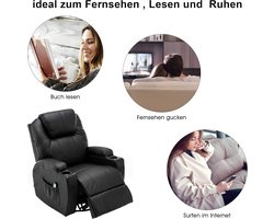 Comfortabele Relaxfauteuil met Massage, Verwarming en Draaifunctie - Zwart Kunstleer – foto 6