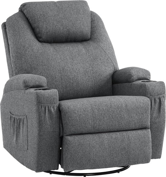Comfortabele Relaxfauteuil met Massage en Verwarming – Draaibaar – Grijs – foto 5
