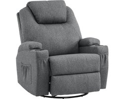 Comfortabele Relaxfauteuil met Massage en Verwarming – Draaibaar – Grijs – foto 6