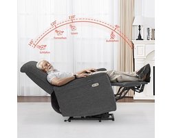 Elektrische Relaxfauteuil met Sta-op Hulp en Ligfunctie - Grijs Chenille – foto 4