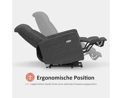 Elektrische Relaxfauteuil met Sta-op Hulp en Ligfunctie - Grijs Chenille – foto 6