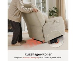 Luxe Elektrische Relaxfauteuil met Sta-op Hulp en Verwarming - Beige – foto 2
