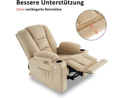 Elektrische Relaxfauteuil met Massage, Verwarming en USB-aansluiting - Beige – foto 1