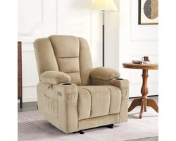 Elektrische Relaxfauteuil met Massage, Verwarming en USB-aansluiting - Beige – foto 6