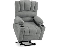 Luxe Relaxfauteuil met Opstahulp, Massage en Verwarming - Grijs Stof – foto 1