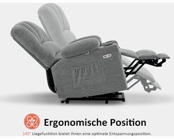 Luxe Relaxfauteuil met Opstahulp, Massage en Verwarming - Grijs Stof – foto 5