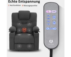 Elektrische Relaxstoel met Opstahulp, Massage en Verwarming - Donkergrijs – foto 3
