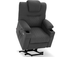 Elektrische Relaxstoel met Opstahulp, Massage en Verwarming - Donkergrijs – foto 5