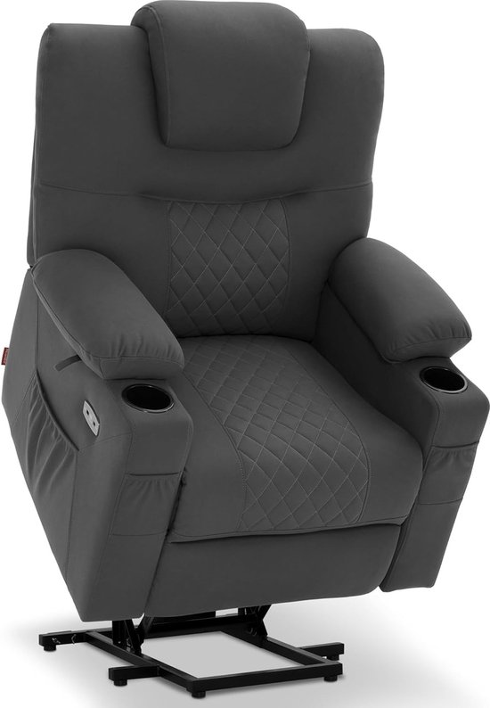 Elektrische Relaxstoel met Opstahulp, Massage en Verwarming - Donkergrijs – foto 6