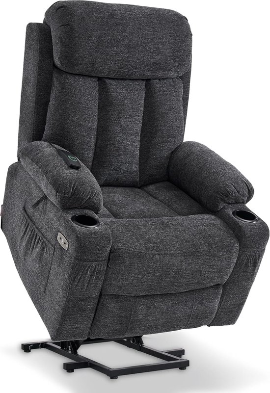 Luxe Elektrische Relaxfauteuil met Sta-Op Functie - Donkergrijs Stof – foto 2