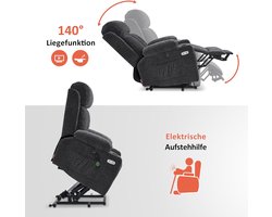 Luxe Elektrische Relaxfauteuil met Sta-Op Functie - Donkergrijs Stof – foto 4