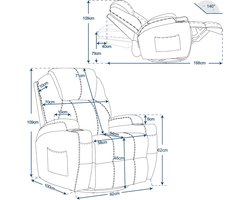 Luxe Relaxfauteuil met Massage en Verwarming – Donkergrijs Microvezel – foto 2