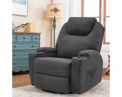 Luxe Relaxfauteuil met Massage en Verwarming – Donkergrijs Microvezel – foto 4