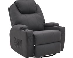 Luxe Relaxfauteuil met Massage en Verwarming – Donkergrijs Microvezel – foto 6
