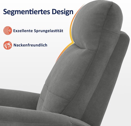 Comfortabele Relaxfauteuil met Draai- en Kantelfunctie - Grijs Stof – foto 4