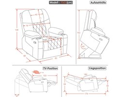 Comfortabele Relaxfauteuil met Elektrische Opstahulp en Verstelbare Ligfunctie – foto 6