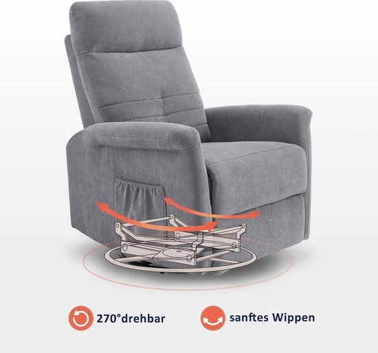 Luxe Relaxfauteuil met Massagesysteem, Warmtefunctie en Verstelbare Ligfunctie - Lichtgrijs – foto 3