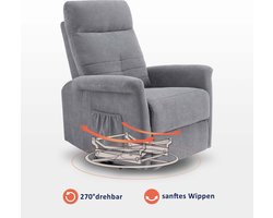 Luxe Relaxfauteuil met Massagesysteem, Warmtefunctie en Verstelbare Ligfunctie - Lichtgrijs – foto 4