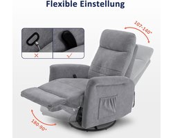 Luxe Relaxfauteuil met Massagesysteem, Warmtefunctie en Verstelbare Ligfunctie - Lichtgrijs – foto 5