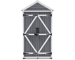 Grijze Houten Tuinkast met Waterdicht Zadeldak - 90x48x178 cm – foto 4