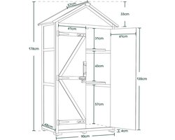 Grijze Houten Tuinkast met Waterdicht Zadeldak - 90x48x178 cm – foto 6