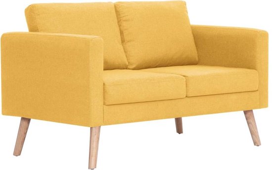 Comfortabel 2-delig Bankstel van stof in zonnig geel – foto 1