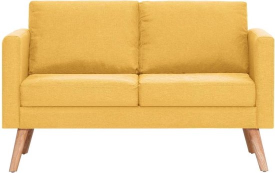 Comfortabel 2-delig Bankstel van stof in zonnig geel – foto 3