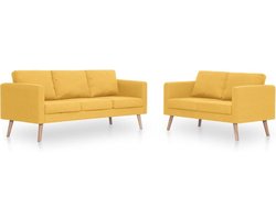 Comfortabel 2-delig Bankstel van stof in zonnig geel – foto 10