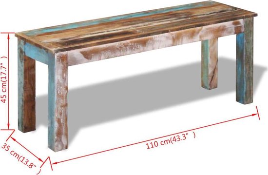 Uniek Bankje van Massief Gerecycled Hout - 110 cm – foto 1