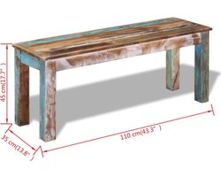 Uniek Bankje van Massief Gerecycled Hout - 110 cm – foto 2
