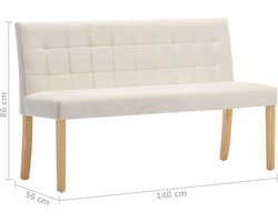 Comfortabel Bankje met Lijnenpatroon – Crèmekleurig Stof – 140 cm – foto 2