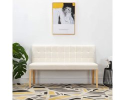 Comfortabel Bankje met Lijnenpatroon – Crèmekleurig Stof – 140 cm – foto 4