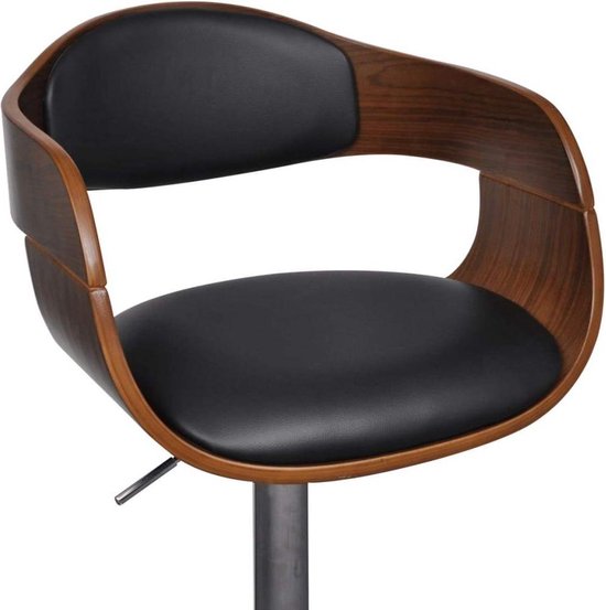 Luxe Barkruk met Gebogen Houten Frame en Verstelbare Zithoogte – foto 2