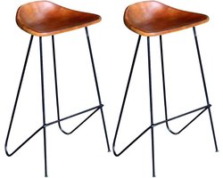 Comfortabele Leren Barkrukken Set - Bruin en Zwart (2 stuks) – foto 1
