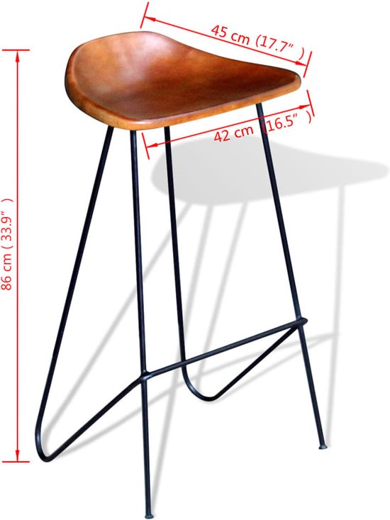 Comfortabele Leren Barkrukken Set - Bruin en Zwart (2 stuks) – foto 5